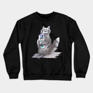 Racoon drinking Juice :3 Crewneck Sweatshirt